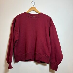 GESTUZ Rubigz Sweatshirt Burgundy Red Crewneck Pullover Size Small Relax Organic